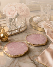 Blush Rose Agate Coaster – Handcrafted Luxury for Elegant Living (Set of 2)