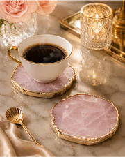 Blush Rose Agate Coaster – Handcrafted Luxury for Elegant Living (Set of 2)