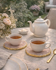 Blush Rose Agate Coaster – Handcrafted Luxury for Elegant Living (Set of 2)