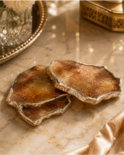 Champagne Agate Coaster | Luxury Natural Stone Coaster for Home Décor