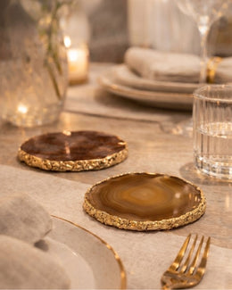Champagne Agate Coaster | Luxury Natural Stone Coaster for Home Décor