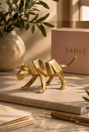 The Golden Panther | Luxury Geometric Gold Panther Sculpture
