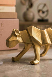 The Golden Panther | Luxury Geometric Gold Panther Sculpture