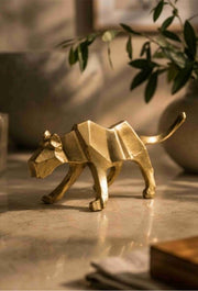 The Golden Panther | Luxury Geometric Gold Panther Sculpture
