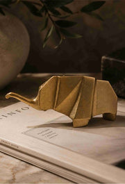The Golden Elephant | Luxury Geometric Gold Elephant Sculpture