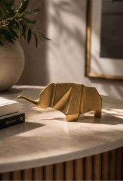 The Golden Elephant | Luxury Geometric Gold Elephant Sculpture