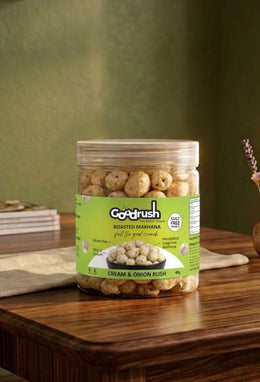 GoodRush Cream & Onion Makhana (40gm Jar) | Roasted Fox Nuts | Healthy Snack