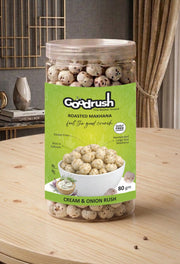 GoodRush Cream & Onion Makhana (80gm Jar) | Roasted Fox Nuts | Healthy Snack