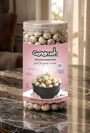 GoodRush Himalayan Salt & Black Pepper Makhana (80gm Jar) | Roasted Fox Nuts | Healthy Snack